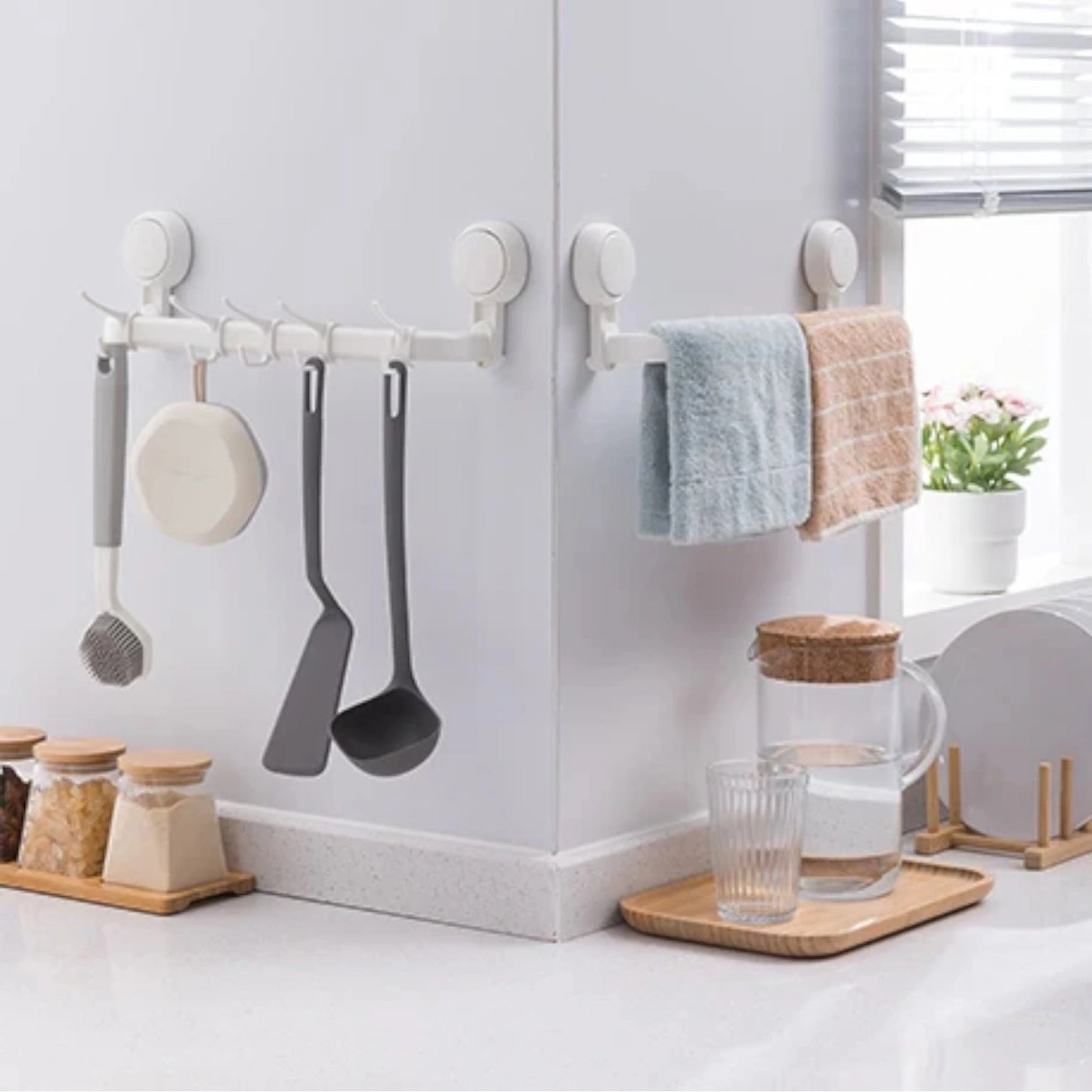 TOALLERO COPAS DE SUCCION PARED MULTIUSOS