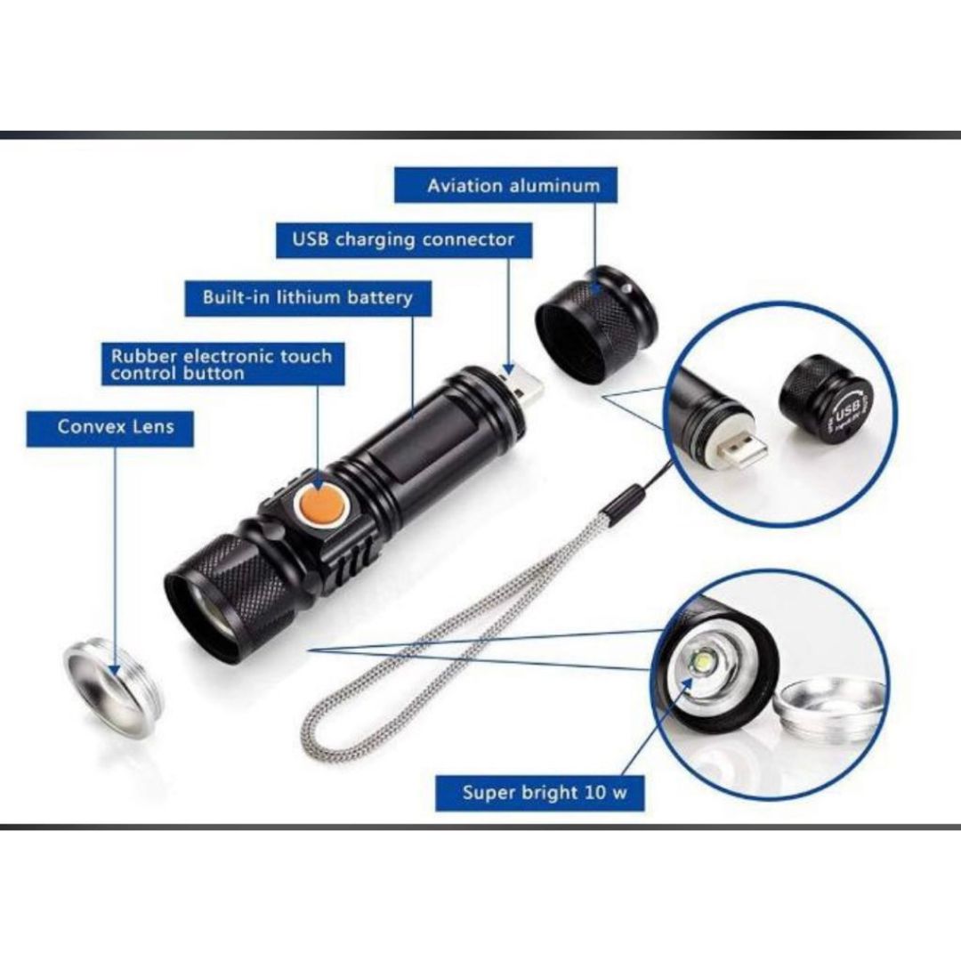 LINTERNA USB METÁLICA