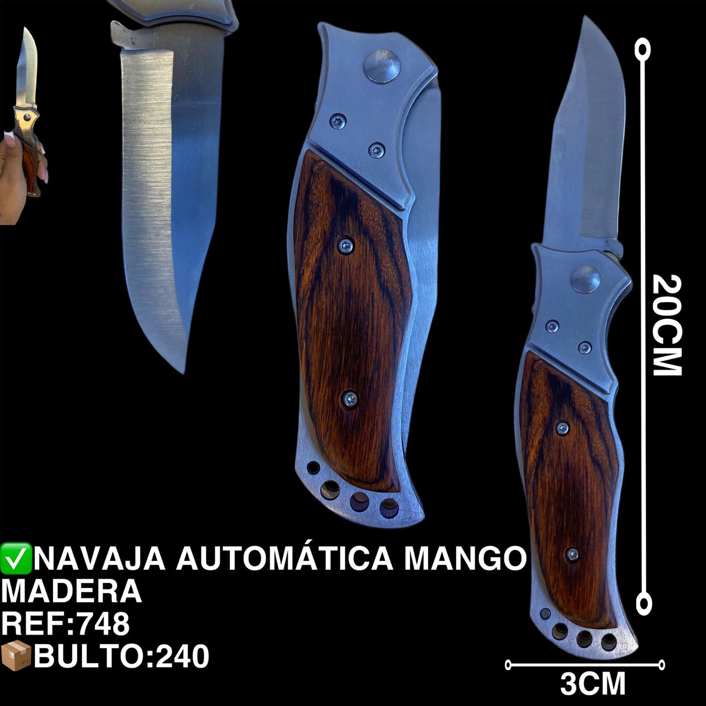 NAVAJA AUTOMATICA MANGO MADERA