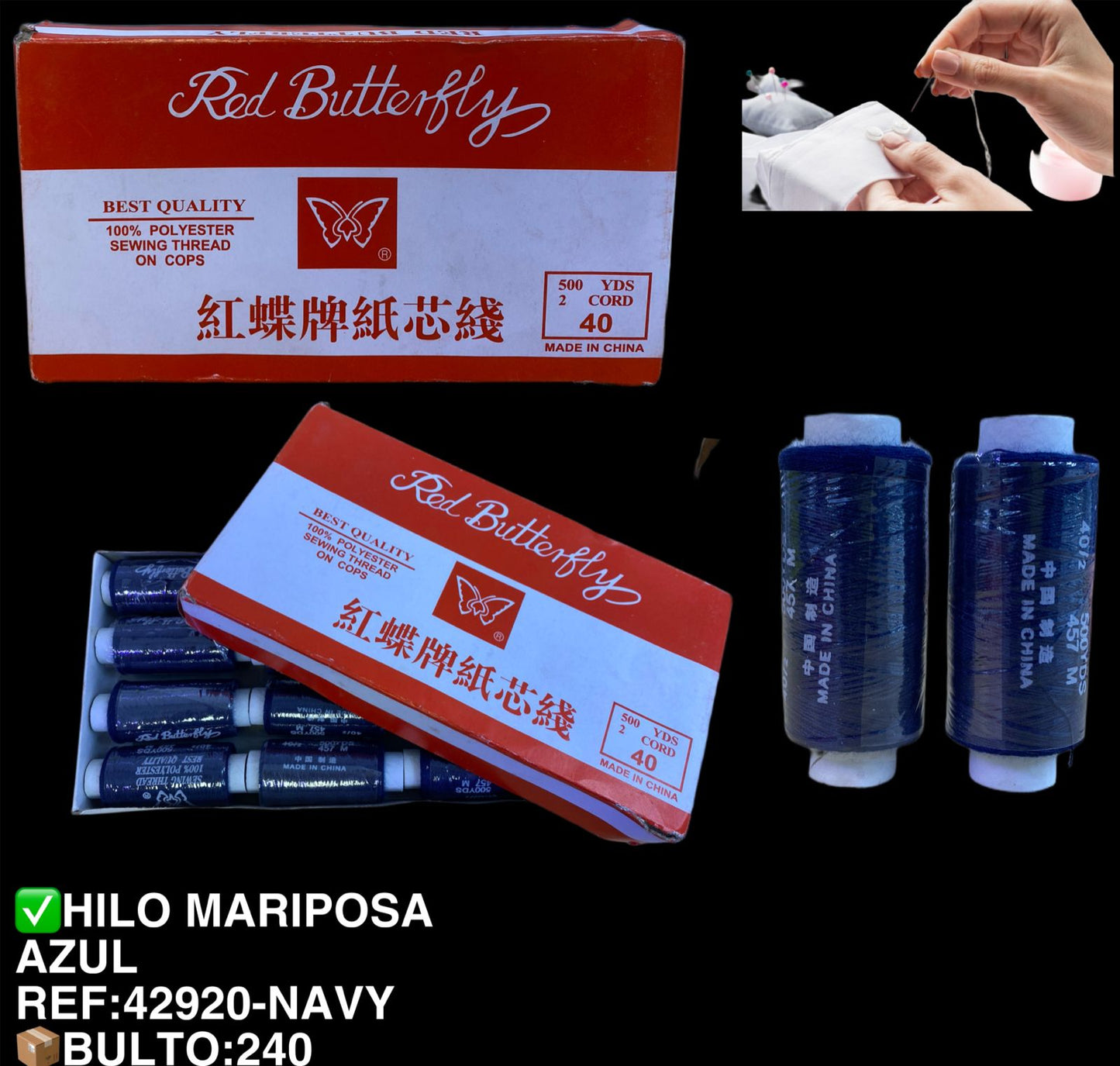 HILO MARIPOSA AZUL OSCURO *240