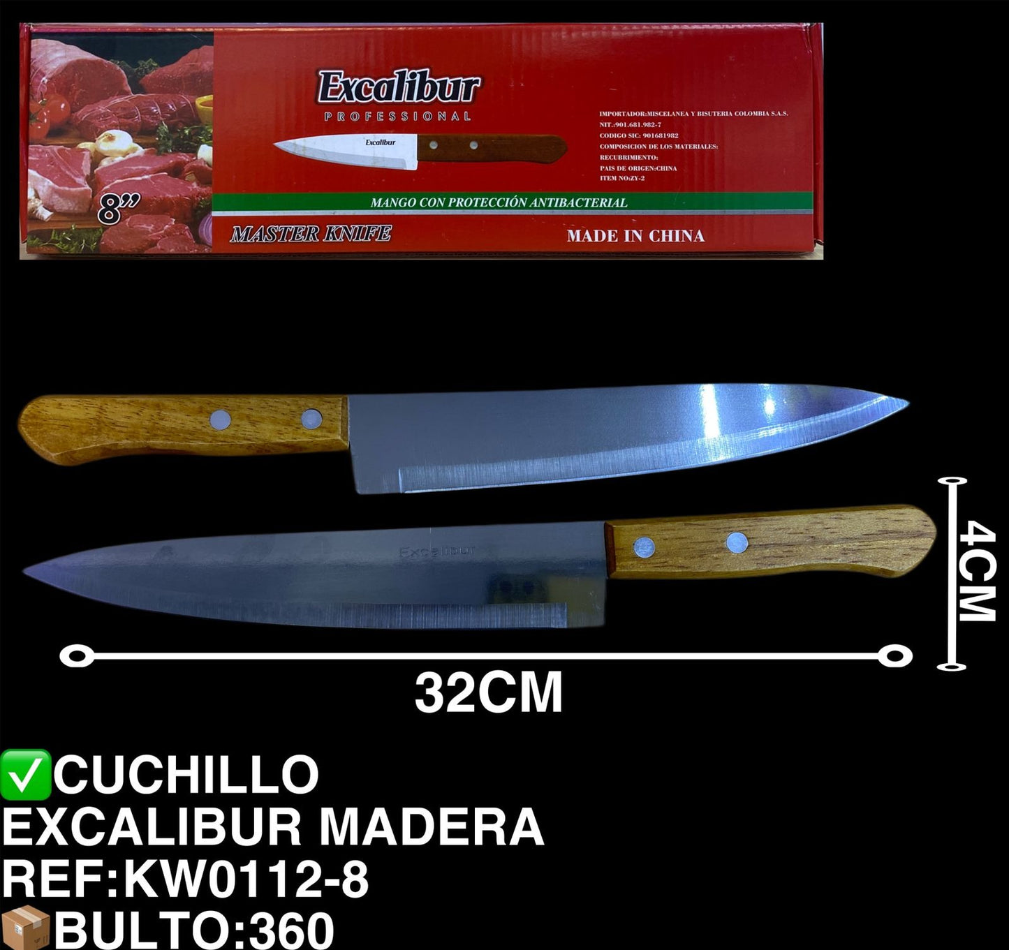 CUCHILLO EXCALIBUR MADERA 8"