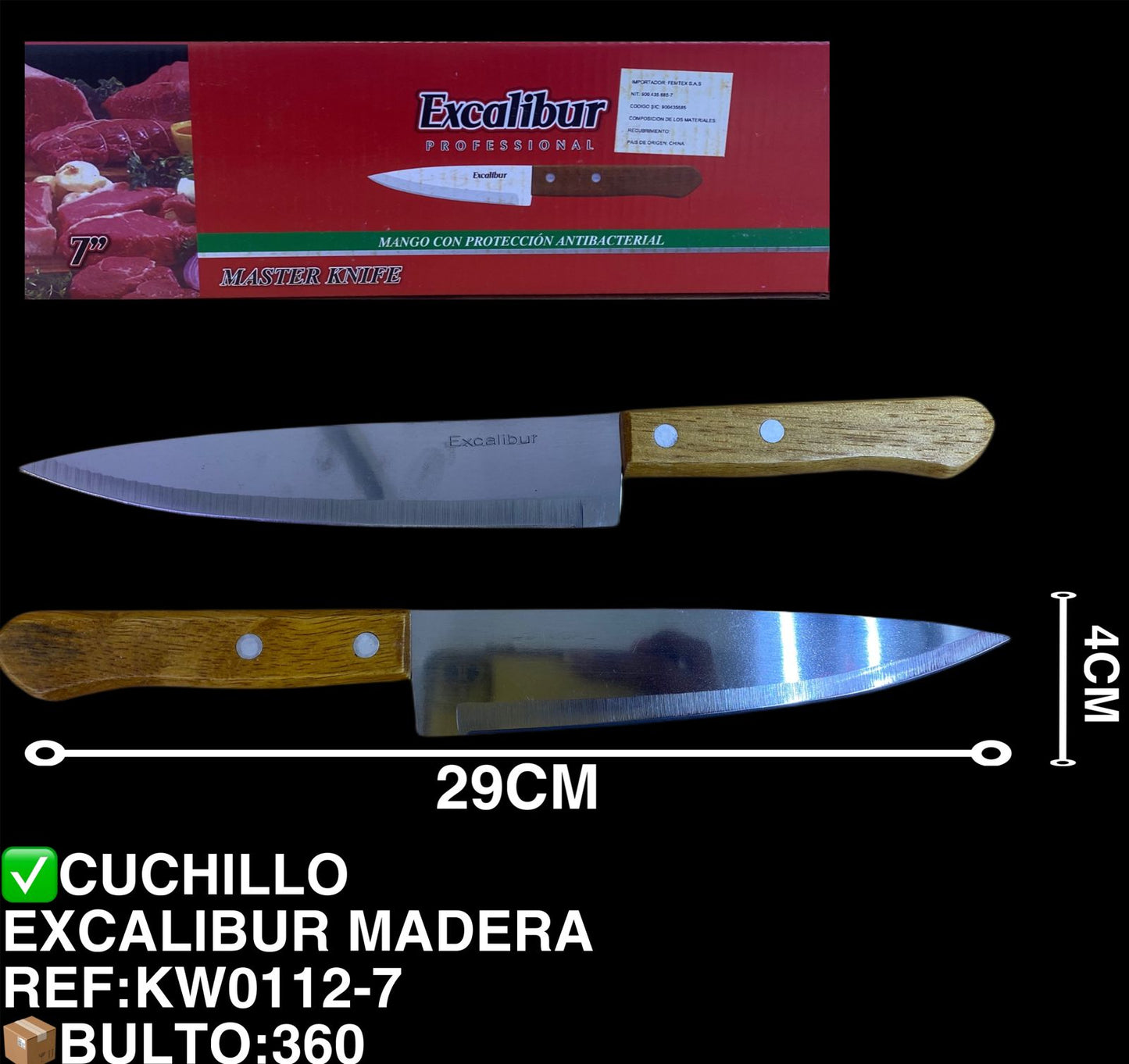CUCHILLO EXCALIBUR MADERA 7"