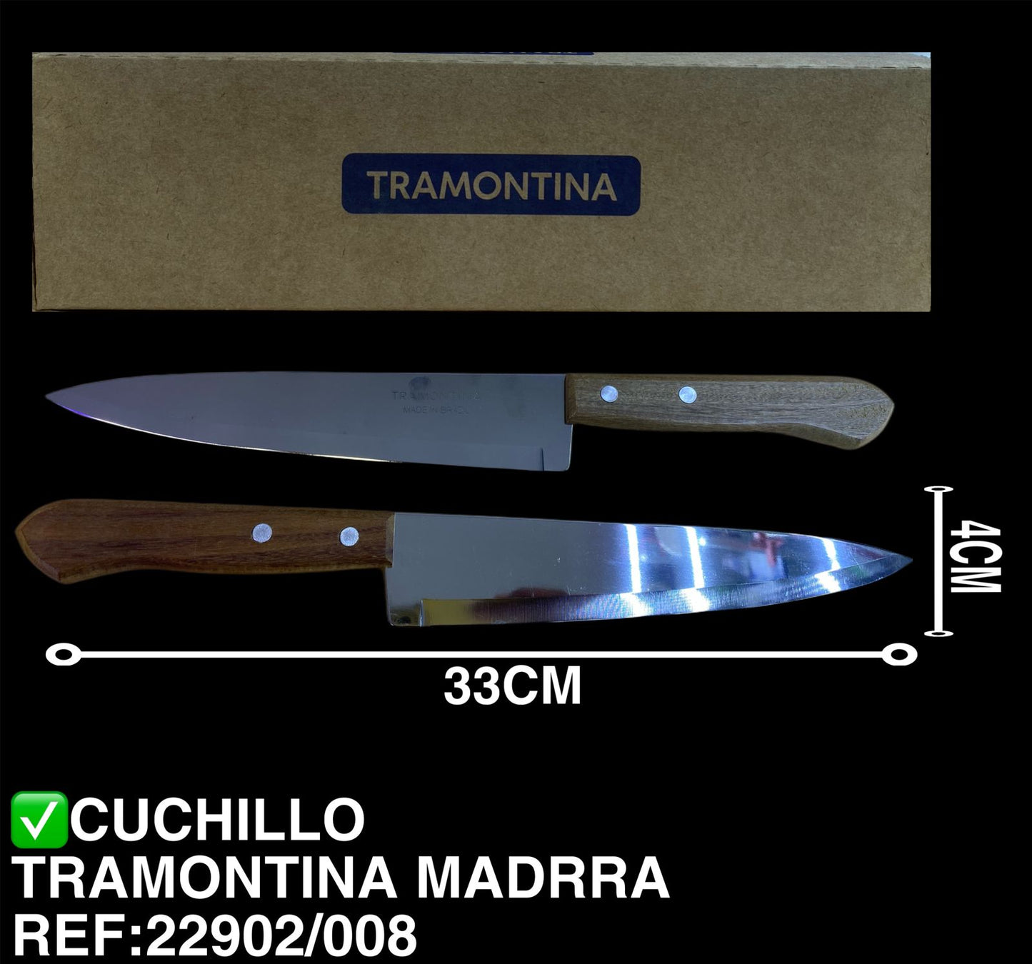 CUCHILLO TRAMONTINA MADERA # 8