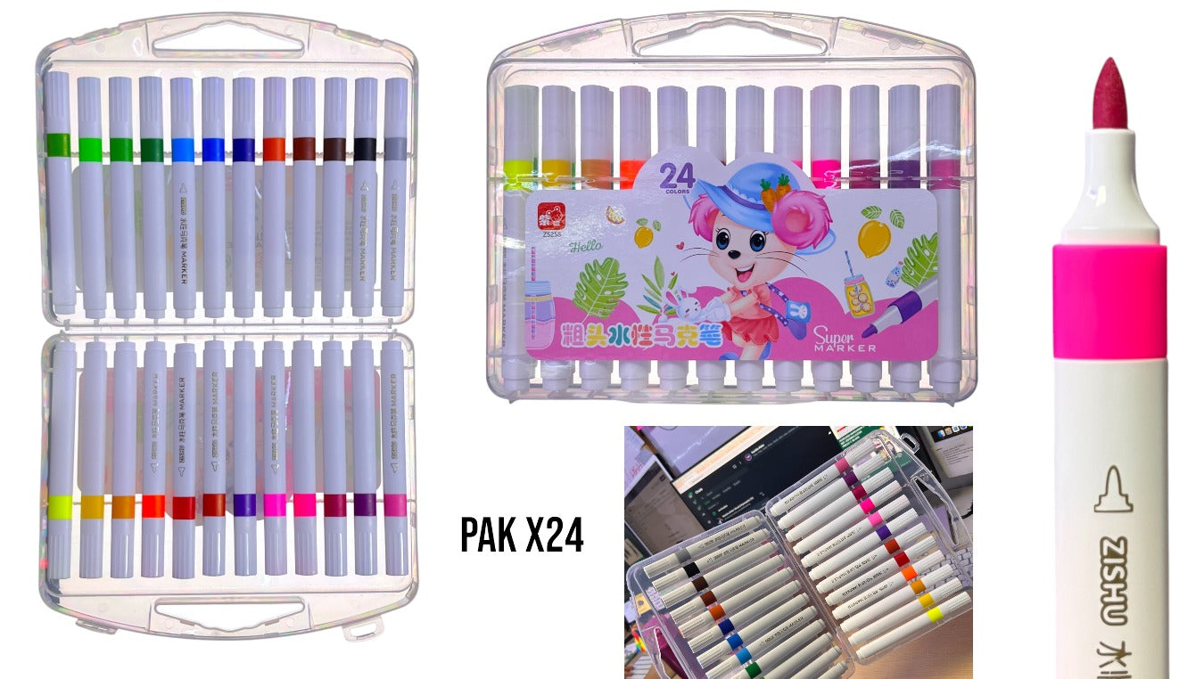 PAPELERIA MARCADOR DOBLE PUNTA (TARROX24)