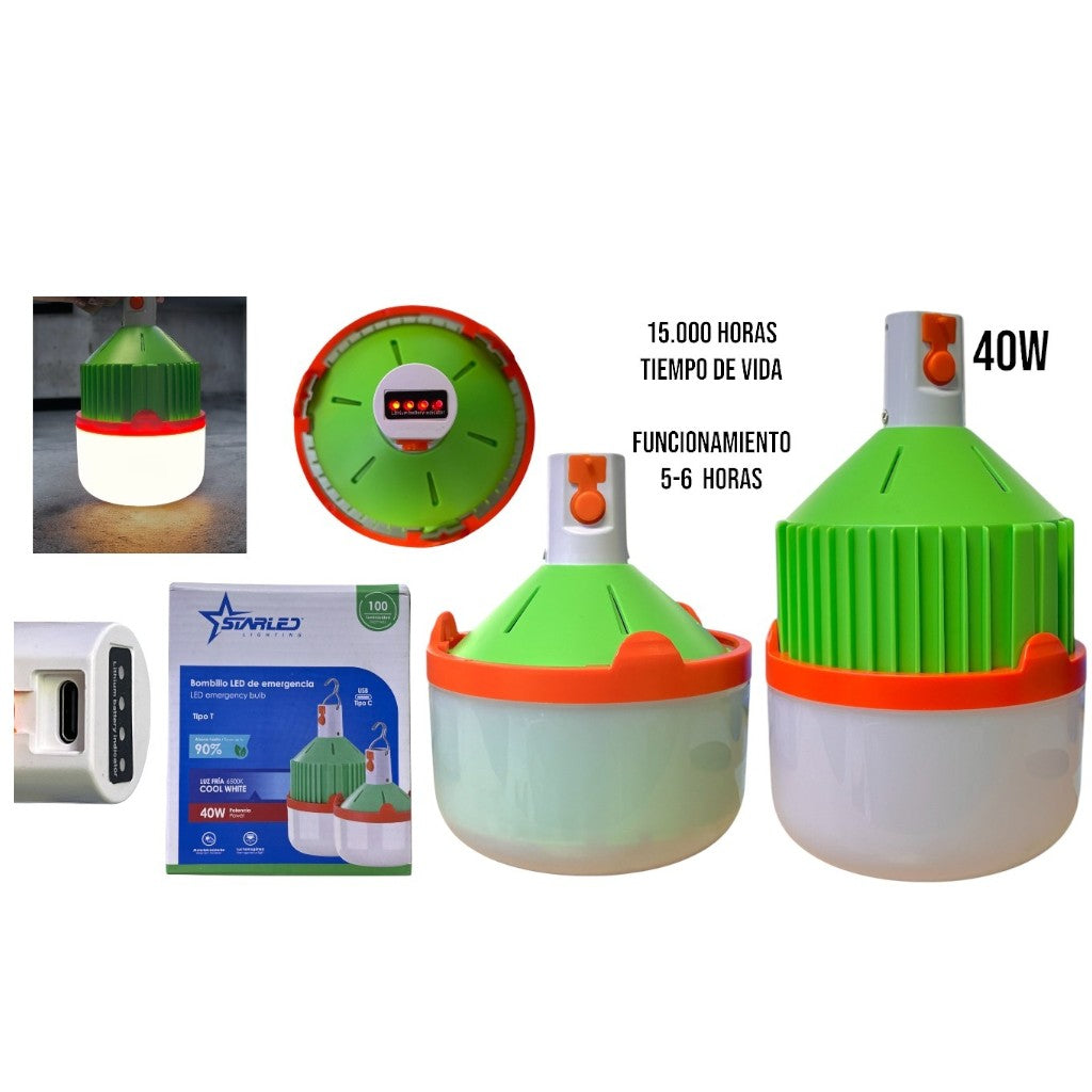 BOMBILLO LED LUZ FRIA RECARG VERDE