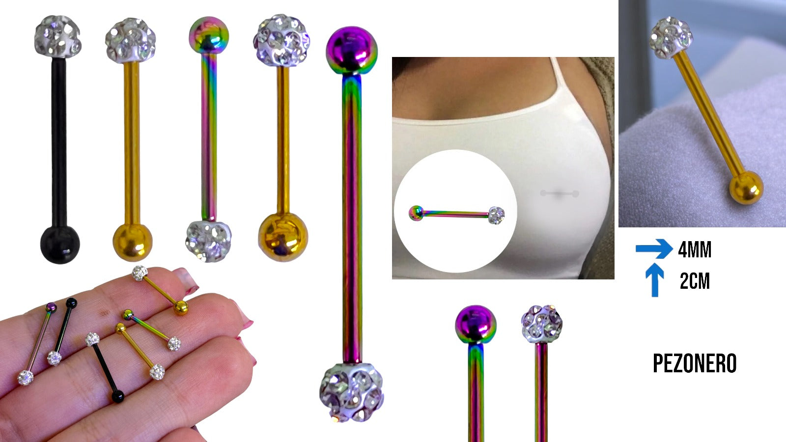PIERCING PEZONERO BOLA FUEGO