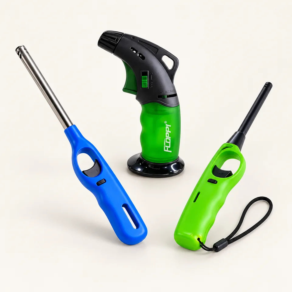 Colección Encendedores: productos Aleko sobre fondo claro