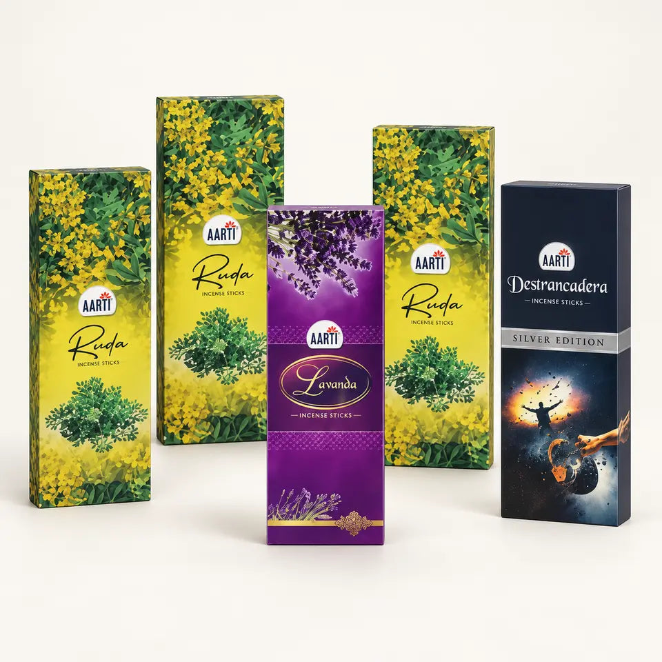 Colección INCIENSO AARTI: productos Aleko sobre fondo claro