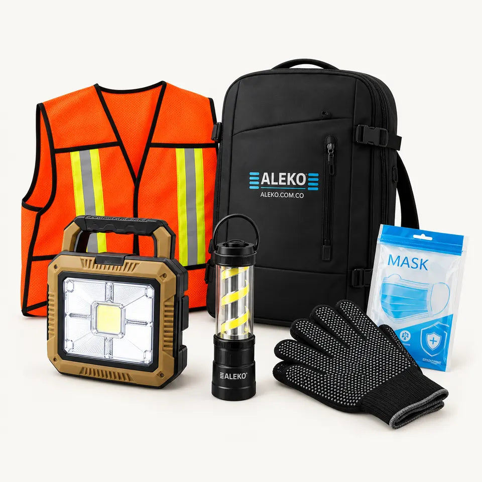Colección KITS DE EMERGENCIA: productos Aleko sobre fondo claro