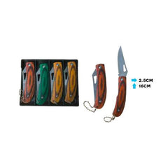 Navaja plegable AZ9937 de 16 cm con hoja, mango rojo y cuatro colores surtidos