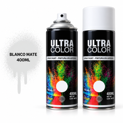 Aerosol Ultra Color blanco mate 400 ml con tapa y sin tapa