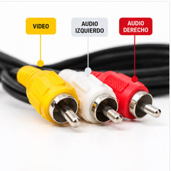Cable de audio y video conectores RCA amarillo blanco y rojo