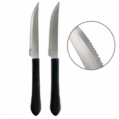 Cuchillo Tramontina de hoja dentada y mango negro, vista frontal