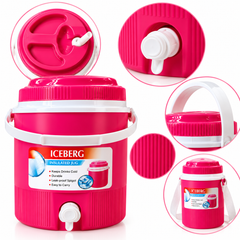 Detalle del termo ICEBERG rosado con grifo tapa y asa