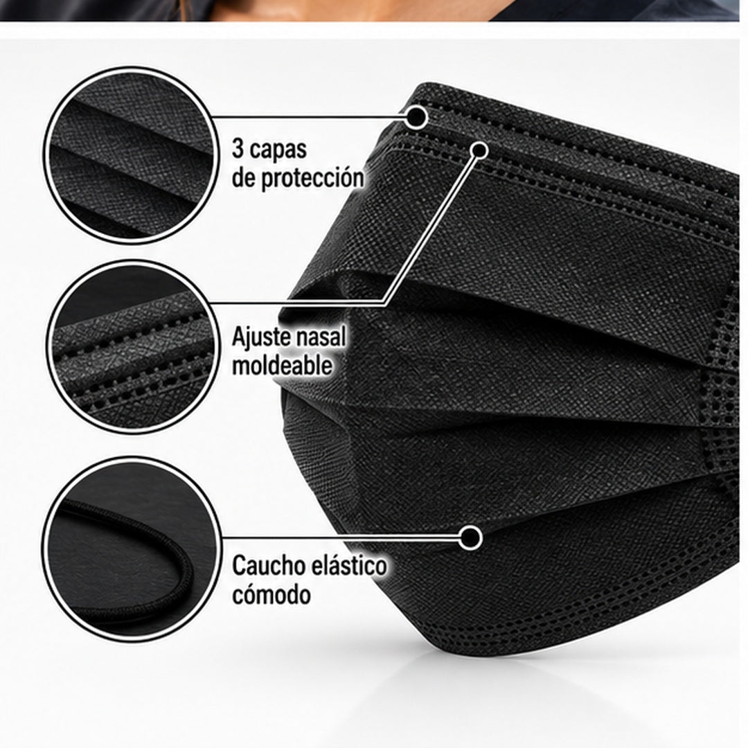 Detalles del tapabocas negro YANGYAN