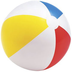 Vista frontal de pelota de playa INTEX con paneles de colores