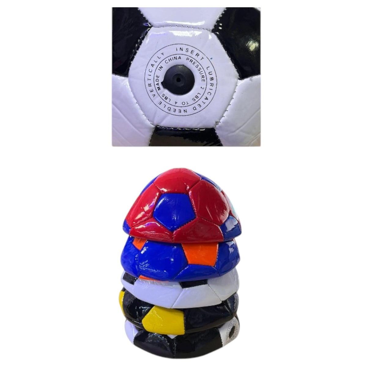 Balón mini de fútbol #2 apilable, vista de varios colores