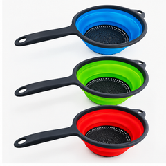 Colador plegable pequeño colores azul verde y rojo
