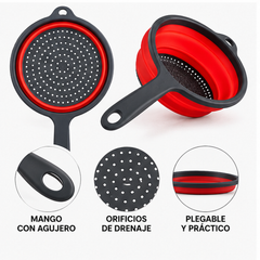 Detalle base perforada mango con agujero y plegado del colador