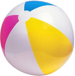 Detalle de los paneles rosa, azul, amarillo y blanco de pelota inflable INTEX