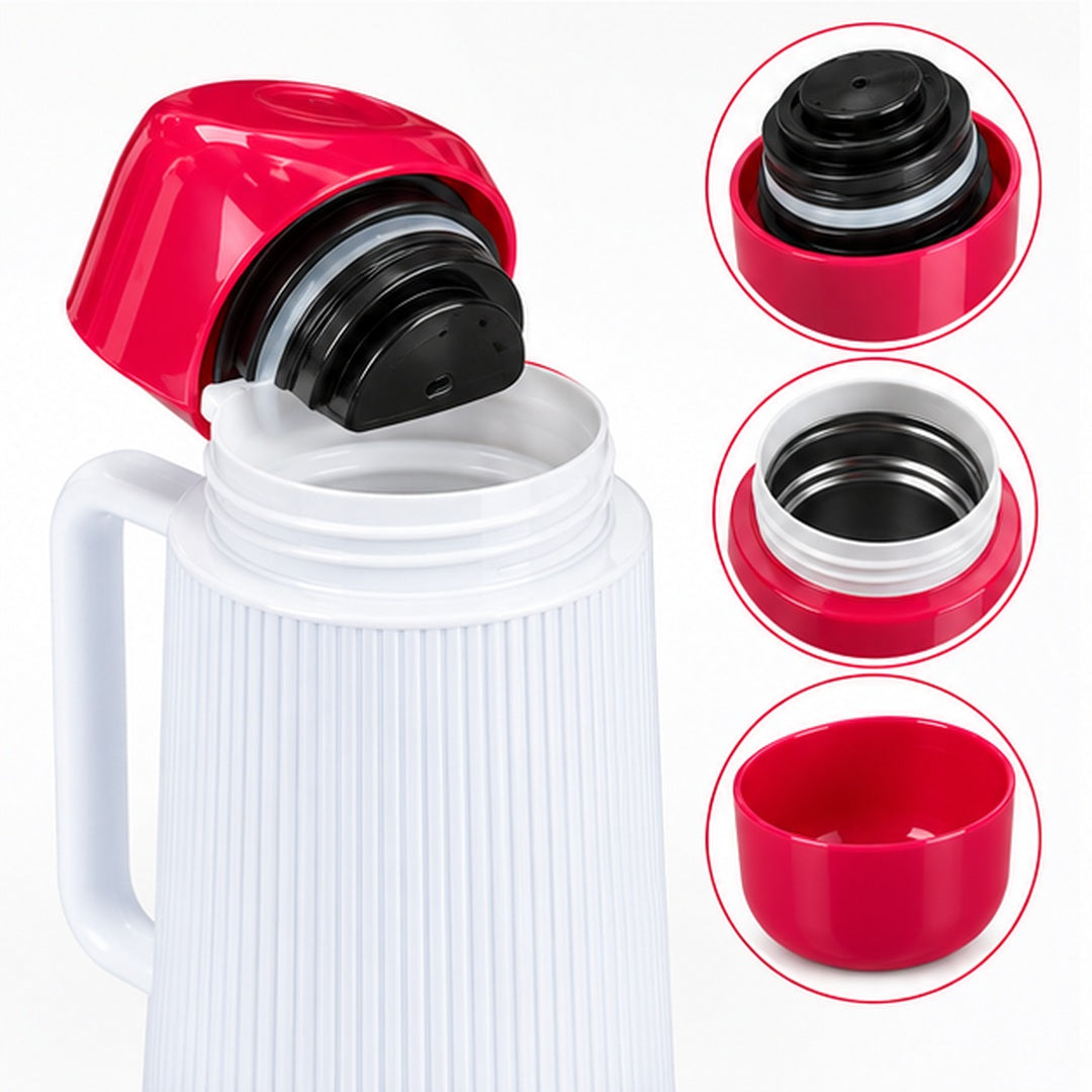 Termo cafetero de 1 litro detalle de apertura y tapón