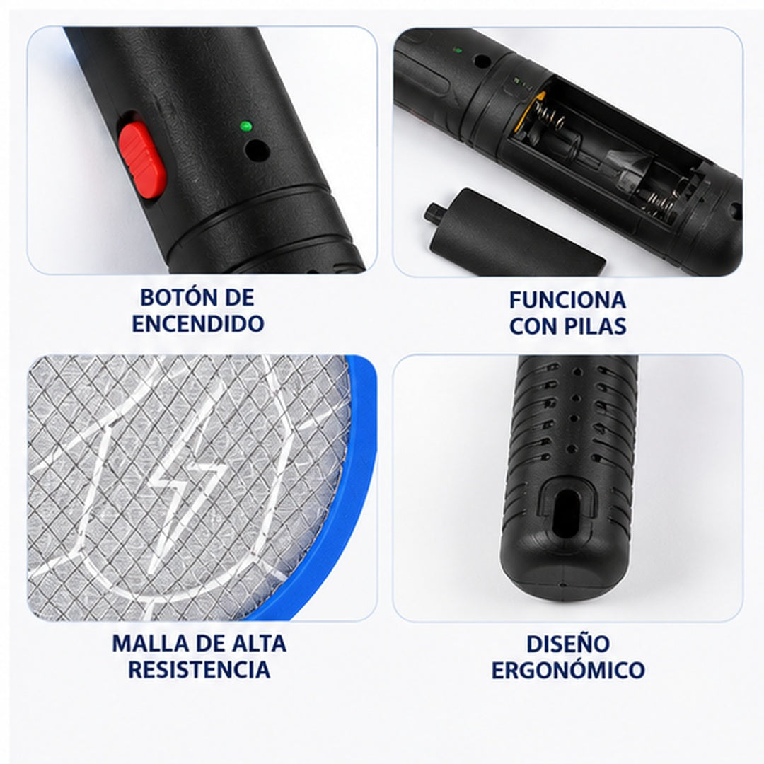 Detalles del mango y compartimento de pilas