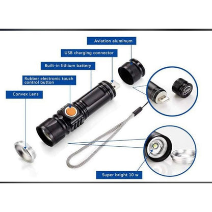 LINTERNA USB METÁLICA