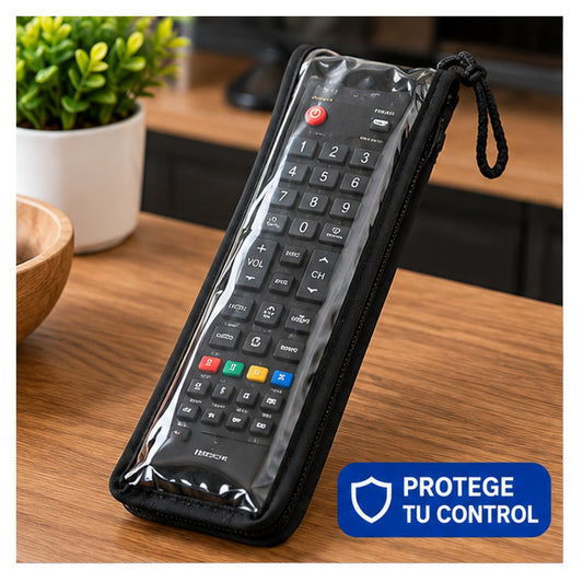 Estuche transparente protector para control remoto extragrande en sala de estar
