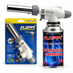 Soplete blanco FLOPPI con cartucho de butano y empaque marcado FL-962C