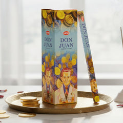 Composición ilustrativa de cajas HEM Don Juan; el doble empaque no está validado como fotografía real del producto.