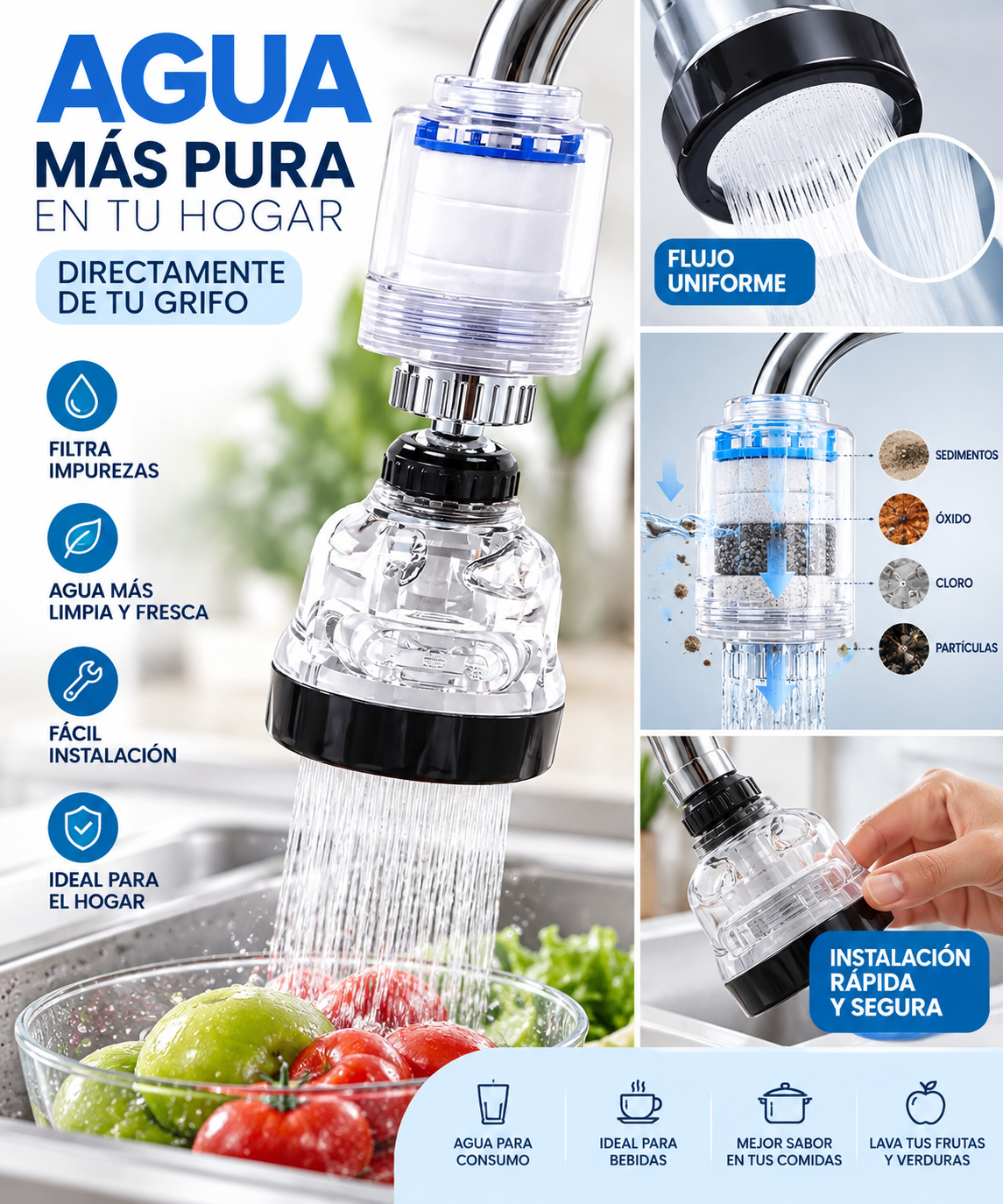 Grifo Purificador De Agua 360Â° Combo por 2 unidades   ENVÍO GRATIS