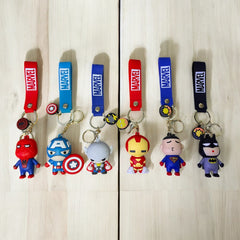 Seis llaveros de goma de superhéroes con correas Marvel en varios colores