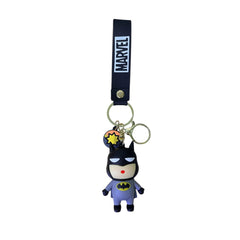 Llavero de goma con figura de Batman y correa negra con logo Marvel