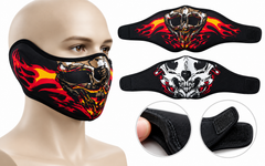 Máscaras faciales KX07 con estampados de calaveras y detalle del velcro