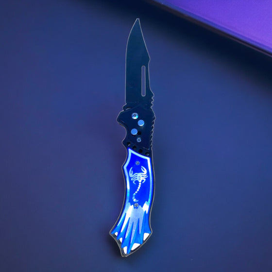 NAVAJA AUTOMATICA AZUL COCODRILO