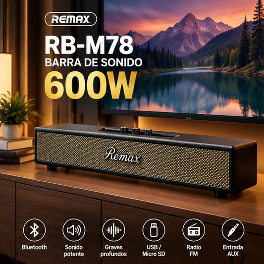 Barra de sonido REMAX RB-M78 ambientada en sala