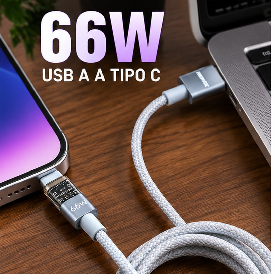 Cable REMAX RC-C161 66W USB-A a USB-C ambientado