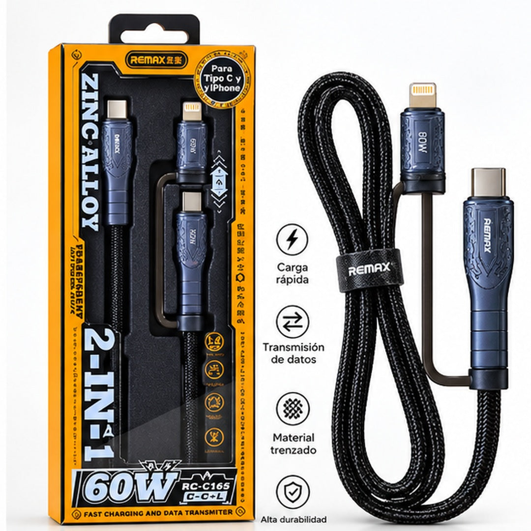 Cable REMAX RC-C165 trenzado negro con caja naranja