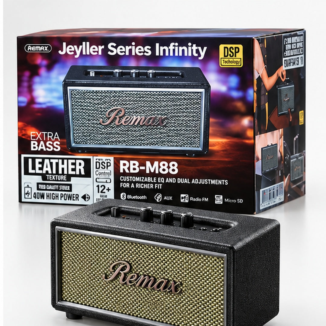 Parlante REMAX BT Retro con caja de referencia RB-M88