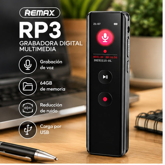 Grabadora REMAX de 64GB en escritorio