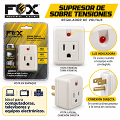 Protector FOX con indicador luminoso enchufe y toma eléctrica