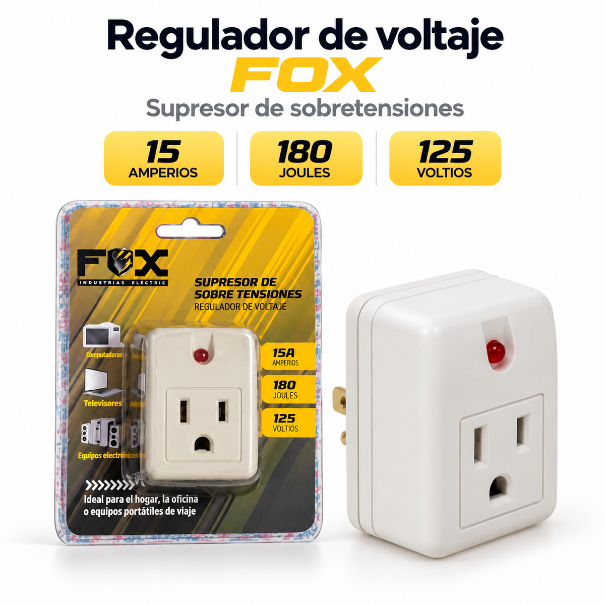 Protector de sobretensiones FOX con empaque original 15 amperios 125 voltios