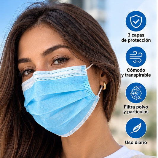 Nueva modelo usando tapabocas azul YANGYAN