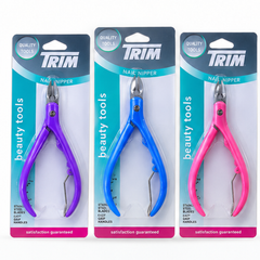 Alicates TRIM plástico con empaques originales en morado azul y rosa