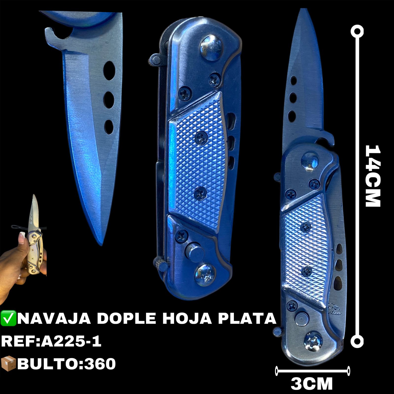 NAVAJA DOBLE HOJA PLATA