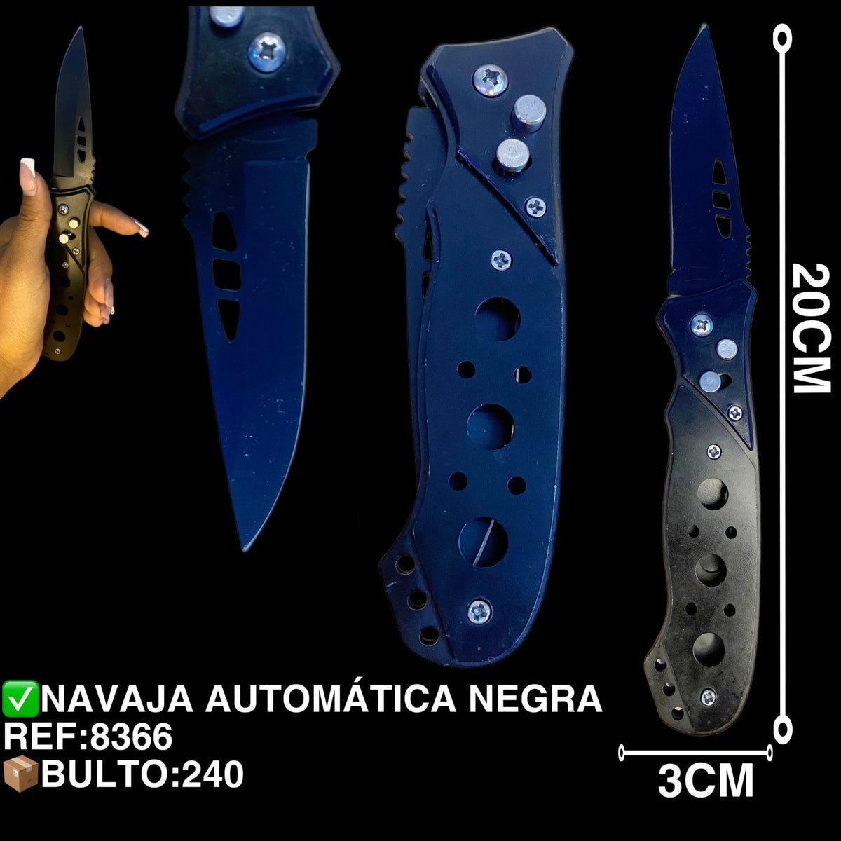 NAVAJA AUTOMÁTICA NEGRA