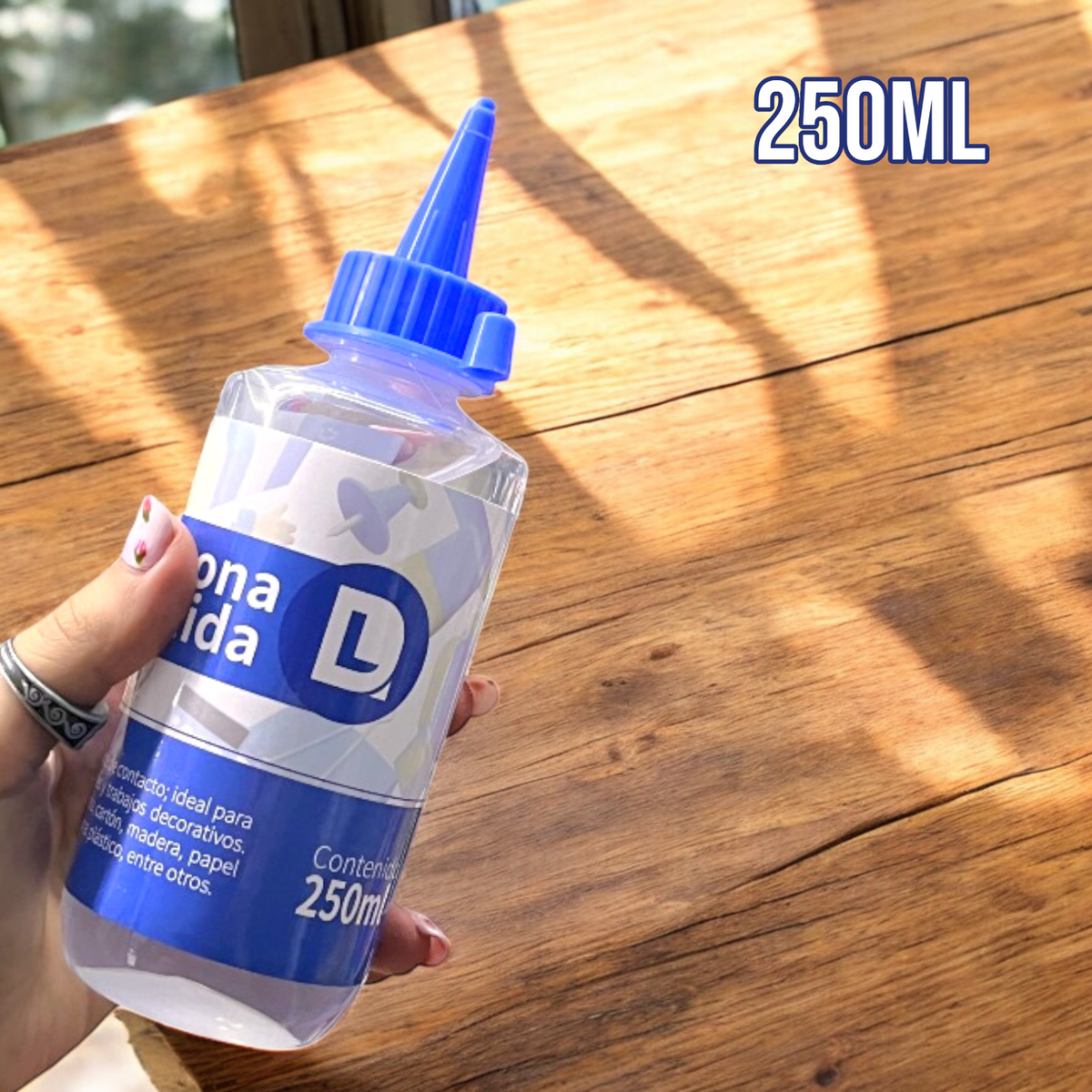 Botella de silicona líquida azul de 250 ml con boquilla aplicadora