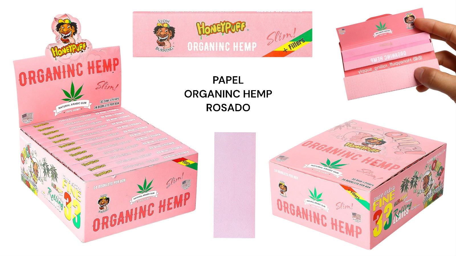 PAPEL ORGANINC HEMP ROSADO (24L*32H)