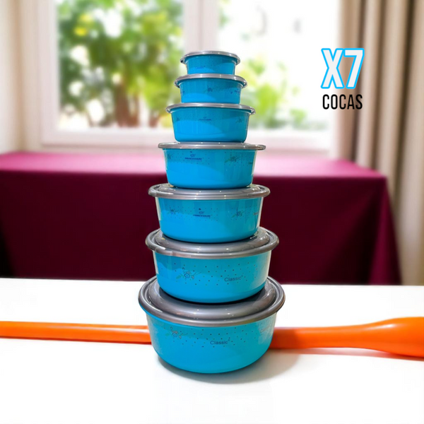 SET DE COCAS PLAST COLORES X7