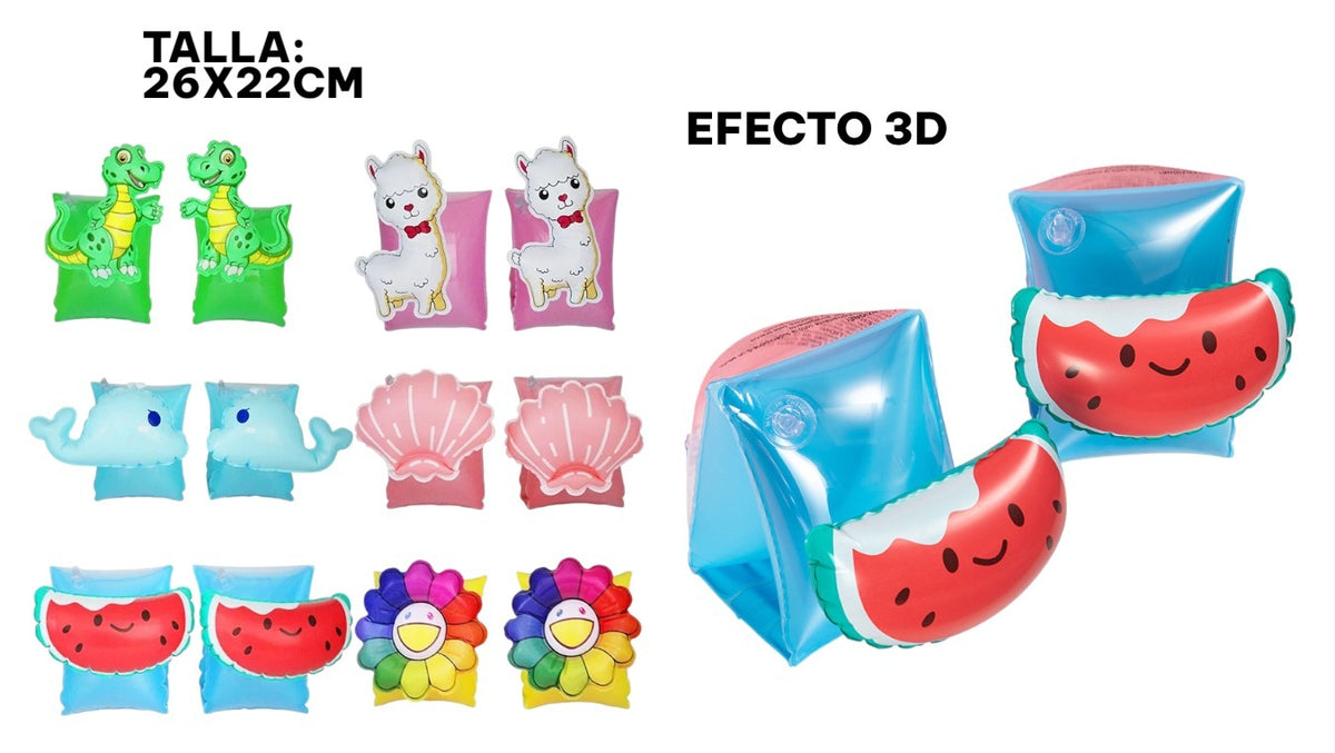 Manga flotadora inflable infantil con diseño de sandía, vista frontal